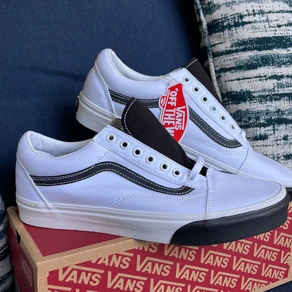 Vans Old Skool Color Block True White / Black MEN`S - Picture 6 of 16